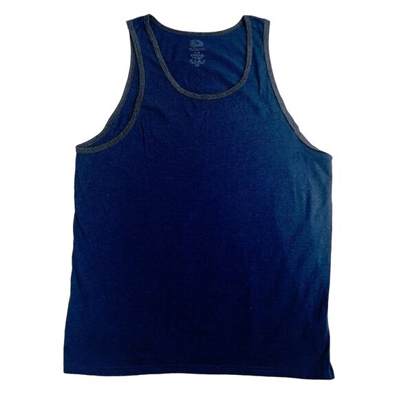 Fruit of the Loom Tank Top Men's L Heathered Navy w/ Gray Contrast Trim - Picture 1 of 6